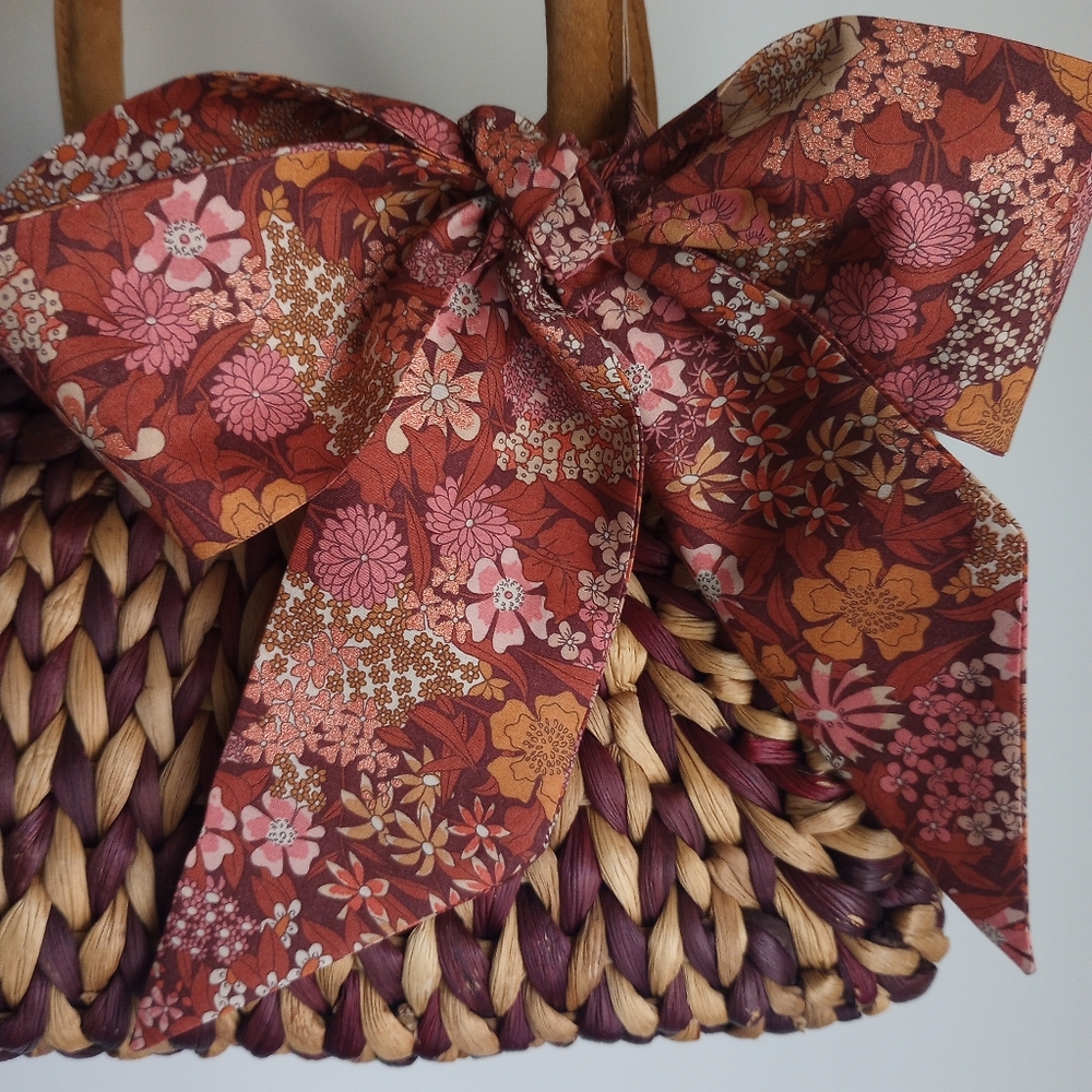 Liberty Art Fabric Tana Lawn Skinny Scarf Ciara Terra Cotta Gold Floral Bespoke